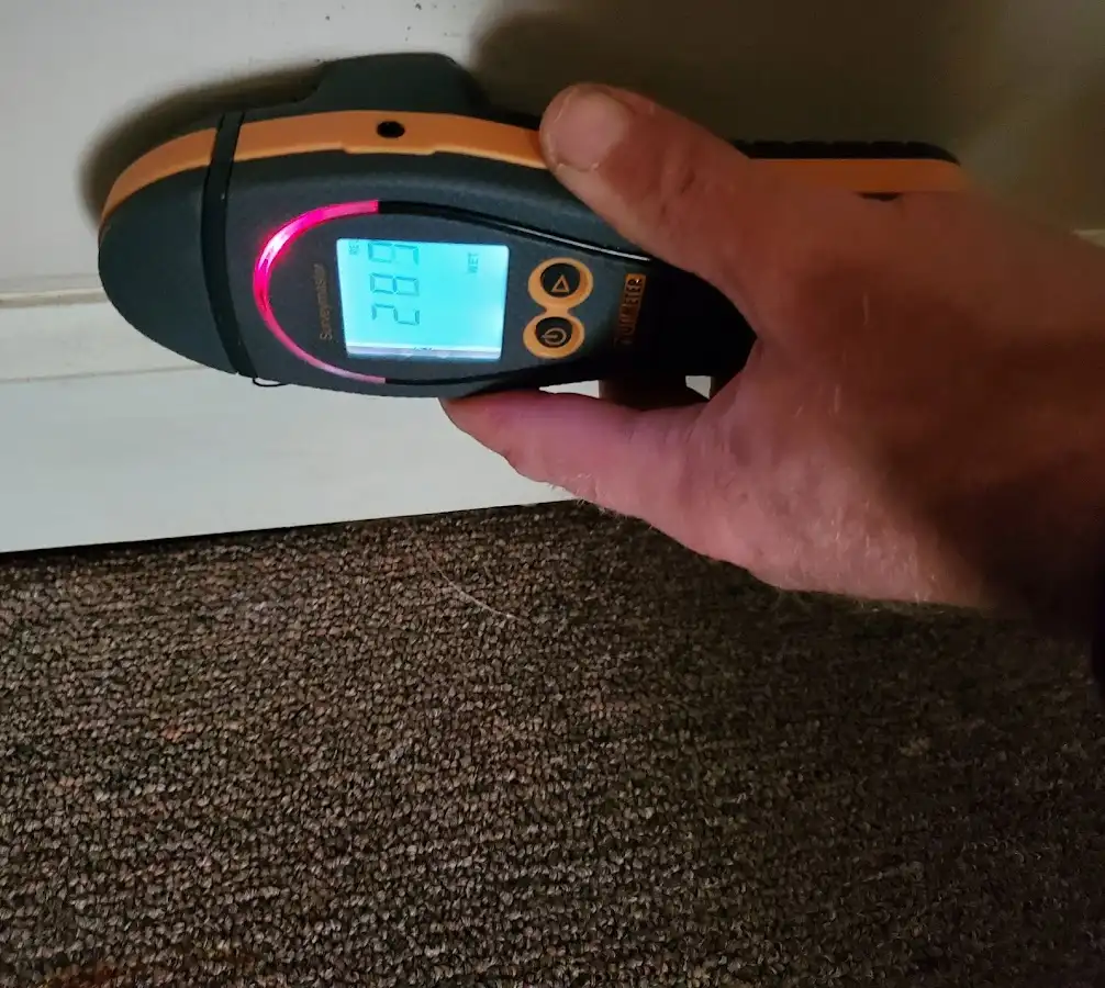 Moisture detection at baseboard during Sewage Cleanup & Sanitation in Aurora